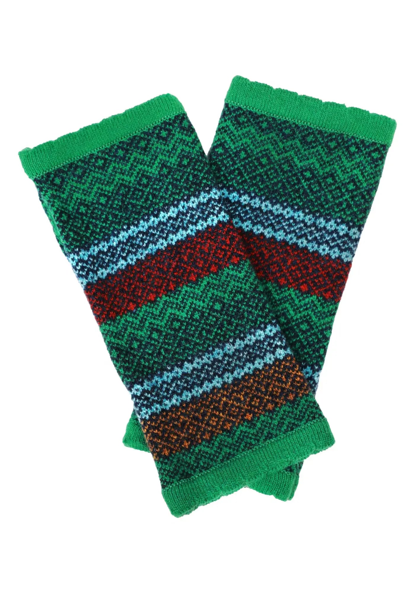 Mit den Lucy Jacquard Handstulpen in Grün bleibst du warm und stylisch. Die hochwertige Wollmischung und das vielseitige Muster machen sie zu einem Must-have-Accessoire.