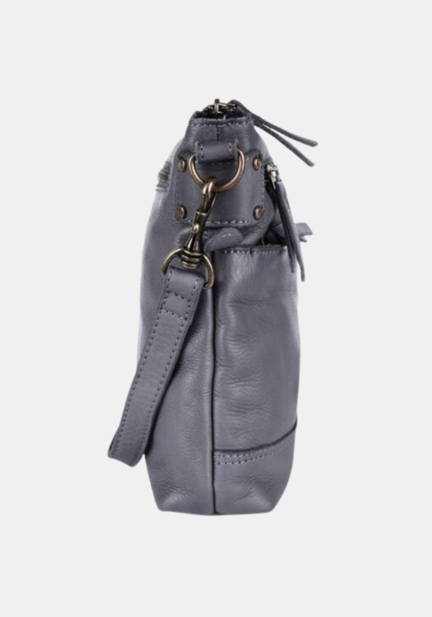 Seitenansicht UmhΓ€ngetasche Isalie Harbour 2nd aus geschmeidigem Rindleder β dolphin grey mit verstellbarem Schulterriemen | Profil
