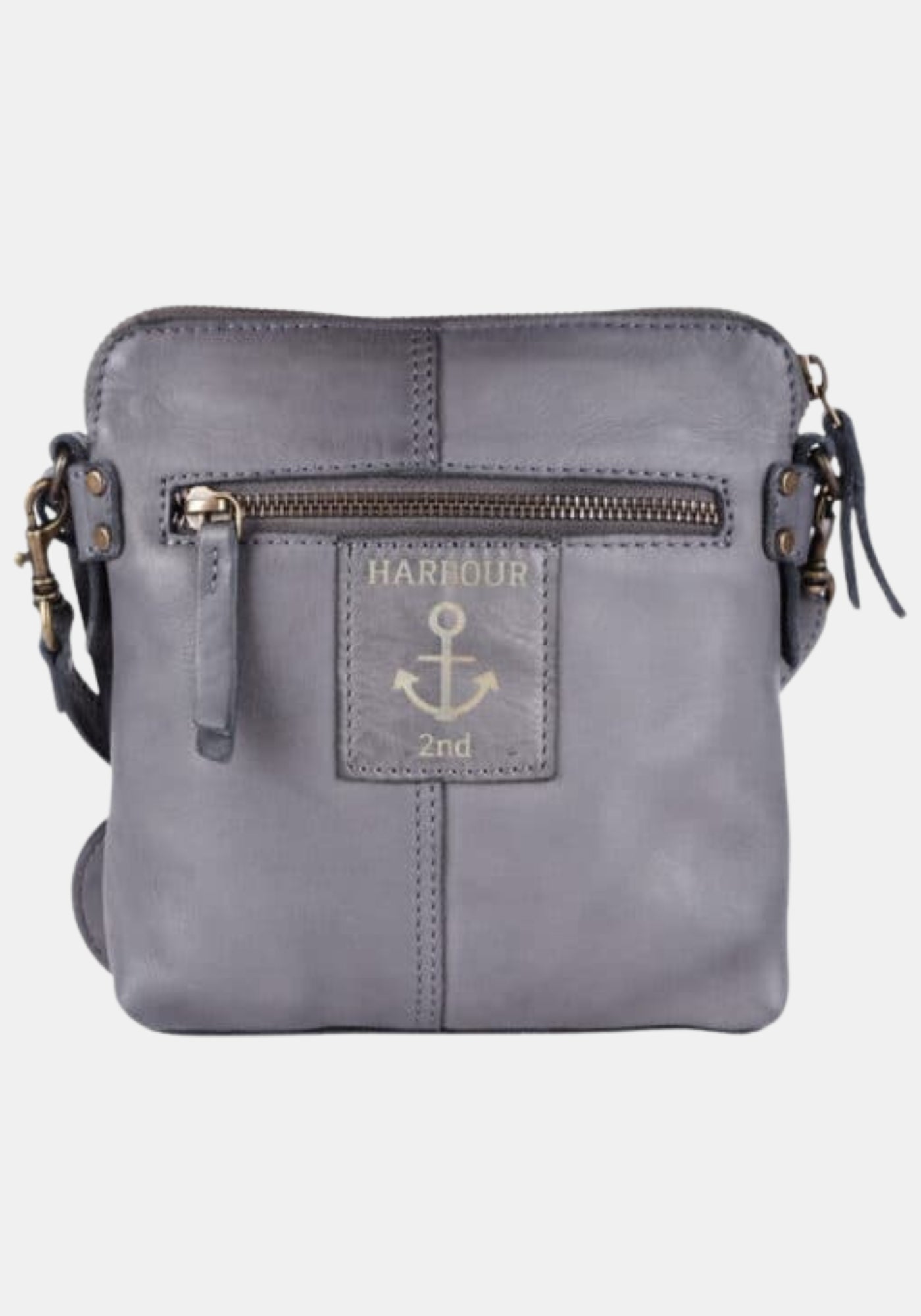 Umhängetäschchen Taliza Harbour 2nd gezeigt aus gewaschenem Leder – dolphin grey | handgefertigt | Linksprofil