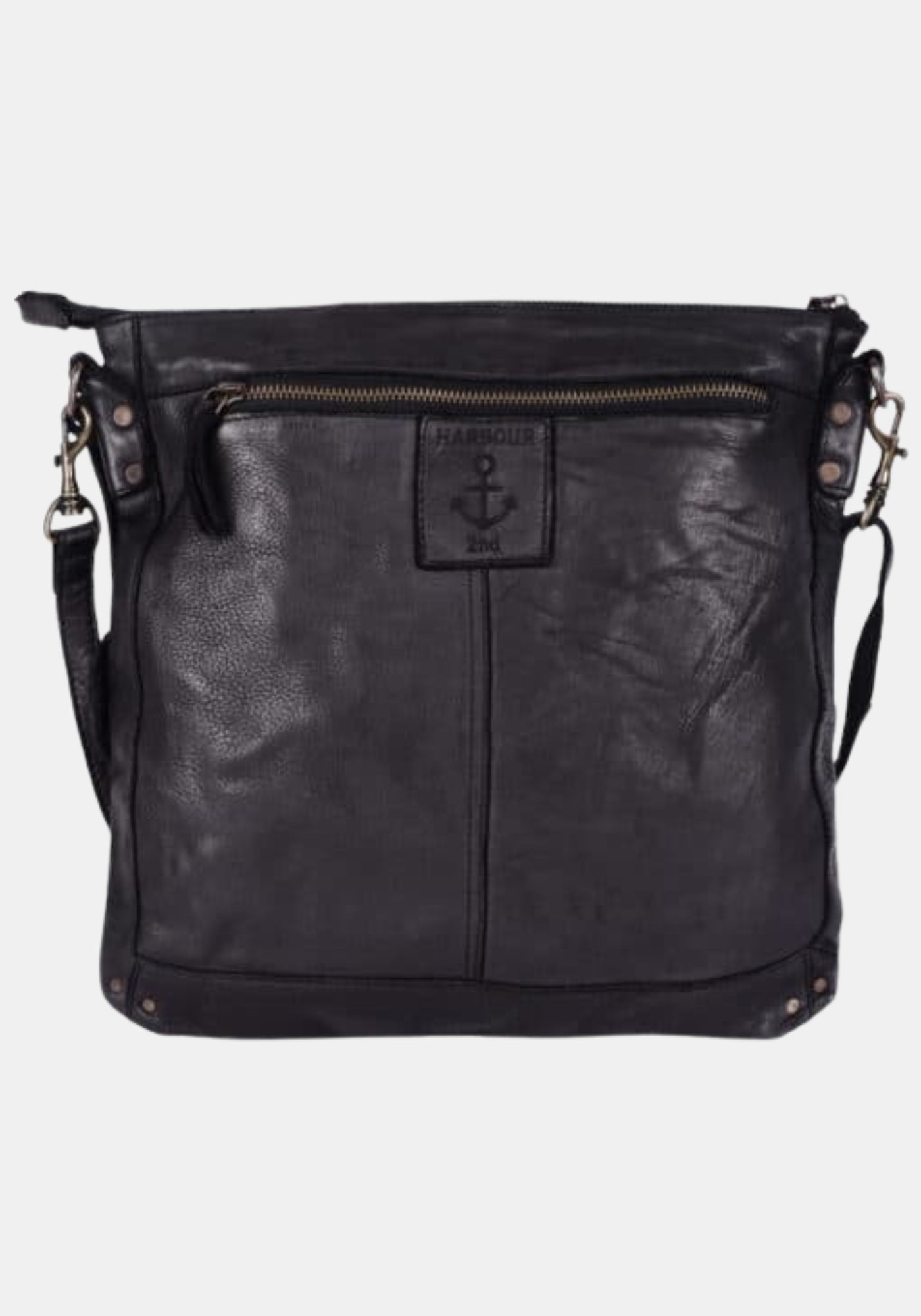 Stillleben Schultertasche Vera Harbour 2nd aus gewaschenem Rindleder – dark ash | Anchor Love Kollektion | Vorderansicht