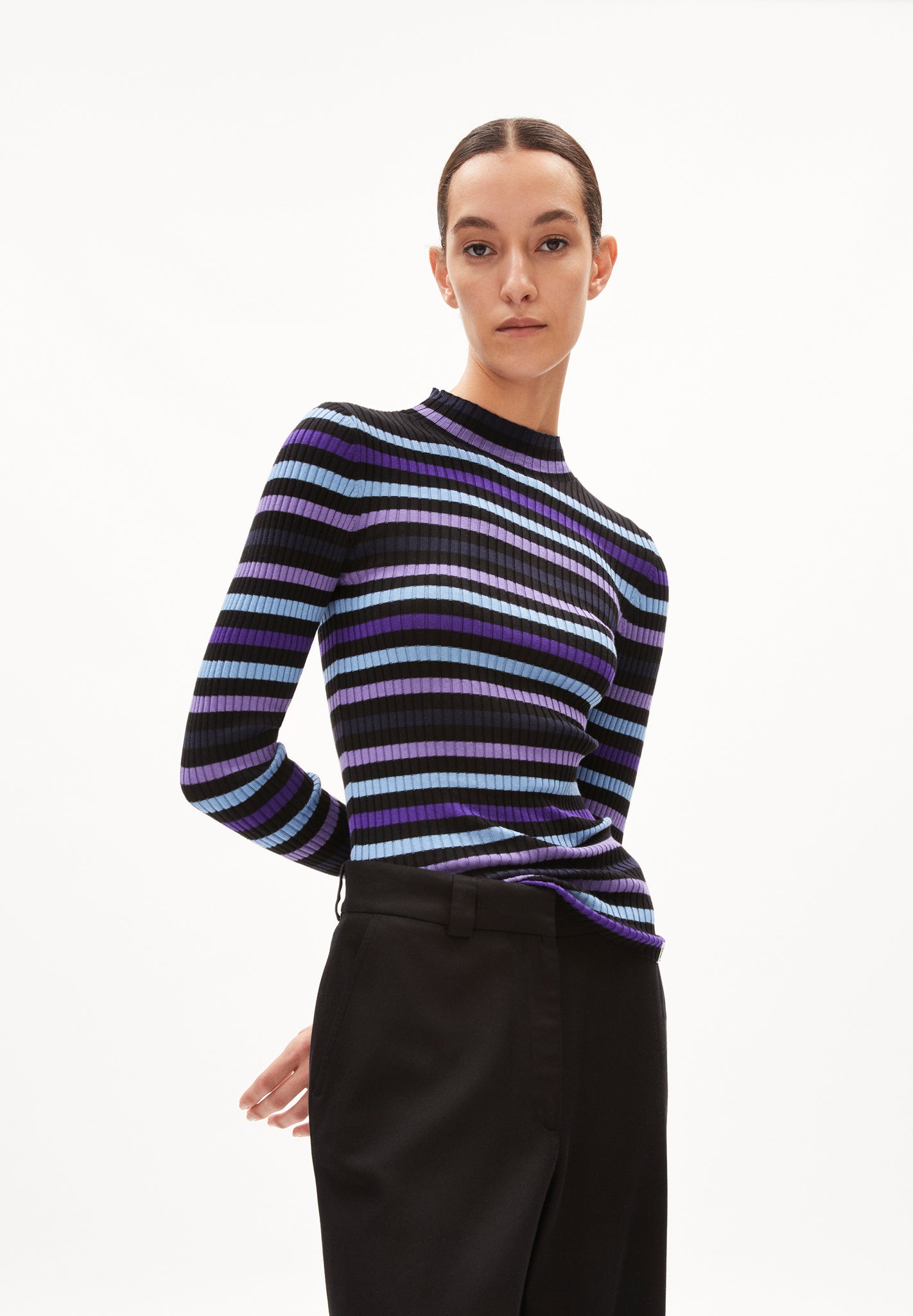 Sweater Alaania Multicolor/ Slim Fit/ Black-indigo-lilac