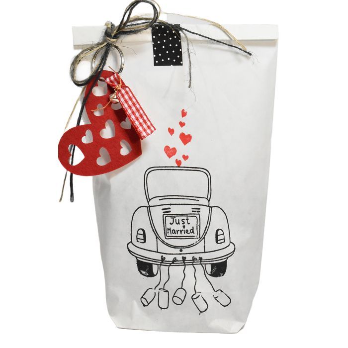 Wunderle gift bag - Just Married wedding bag with heart