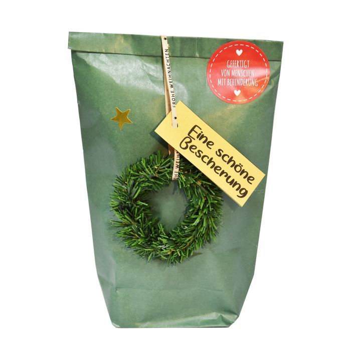 Wonderful gift bag - Merry Christmas miracle bag with fir wreath