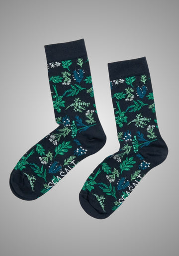 Leichte Damensocken aus 76% Bio-Baumwolle mit farbenfrohem Print, kontrastfarbener Ferse und bequemen Rollkanten.