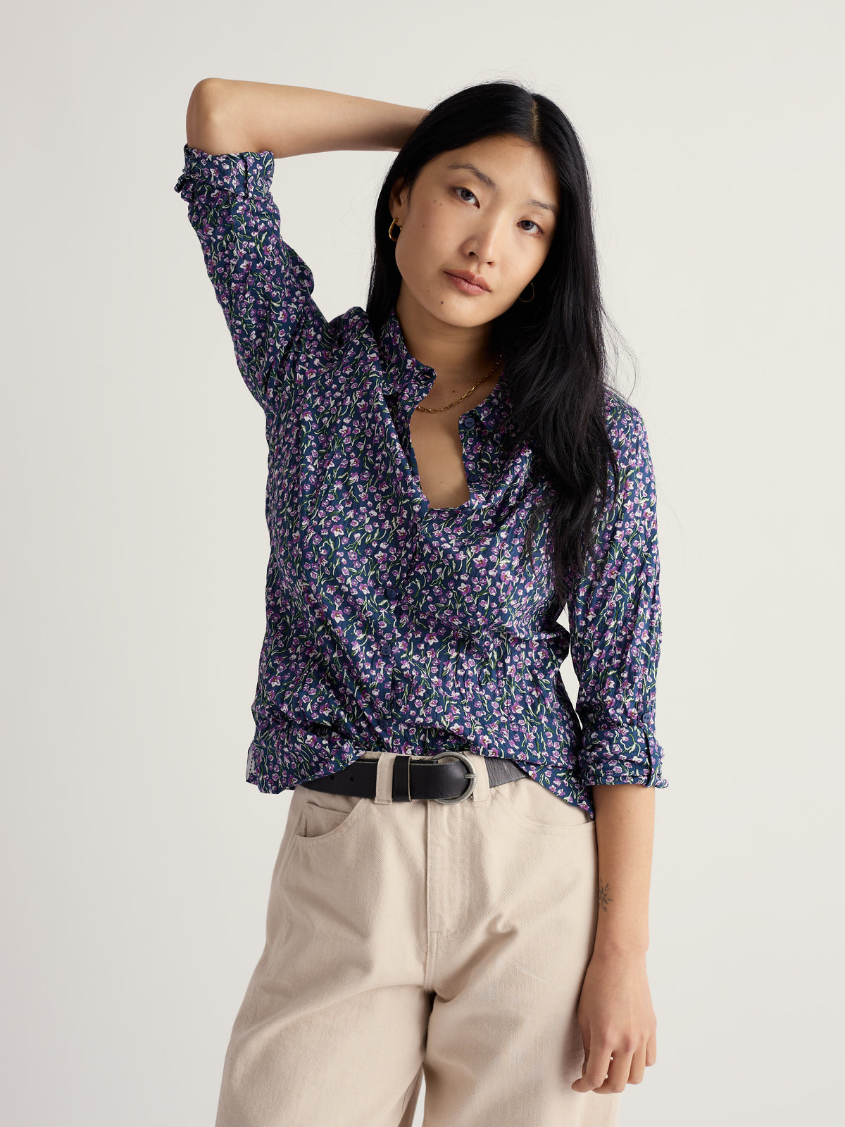 Seasalt Cornwall, Larissa Shirt, Flower Bright Orchid
