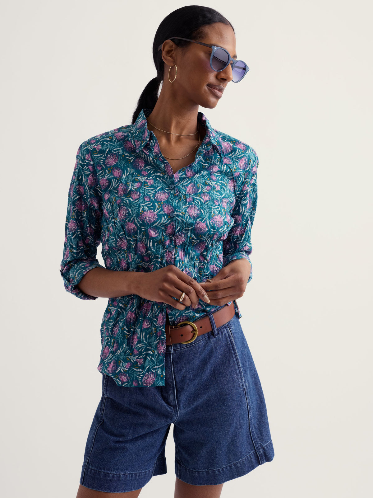 Seasalt Cornwall - Larissa Shirt - Pin Cushion Protea Storm