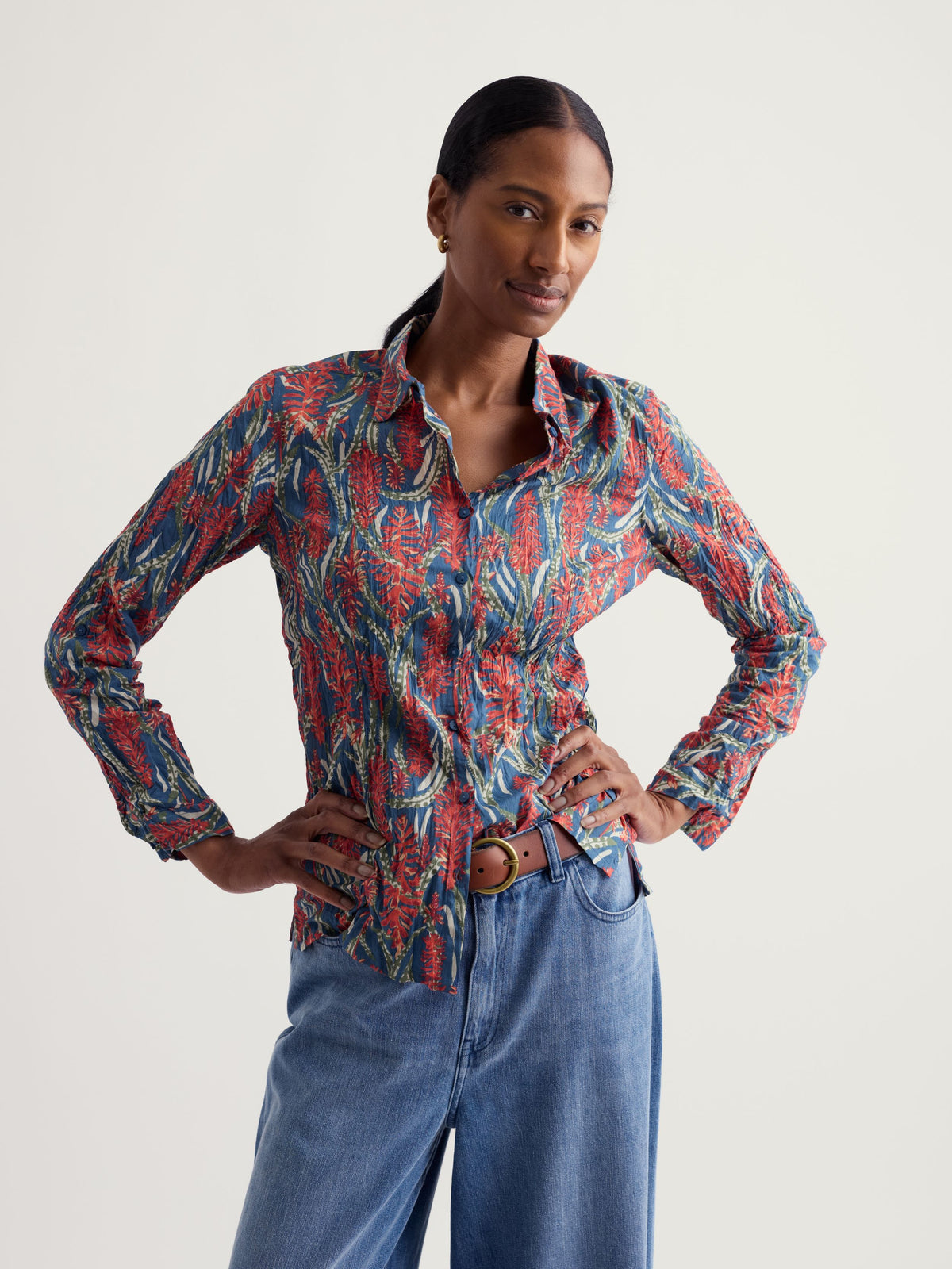 Seasalt Cornwall Larissa Shirt Red Hot Poker Dusk