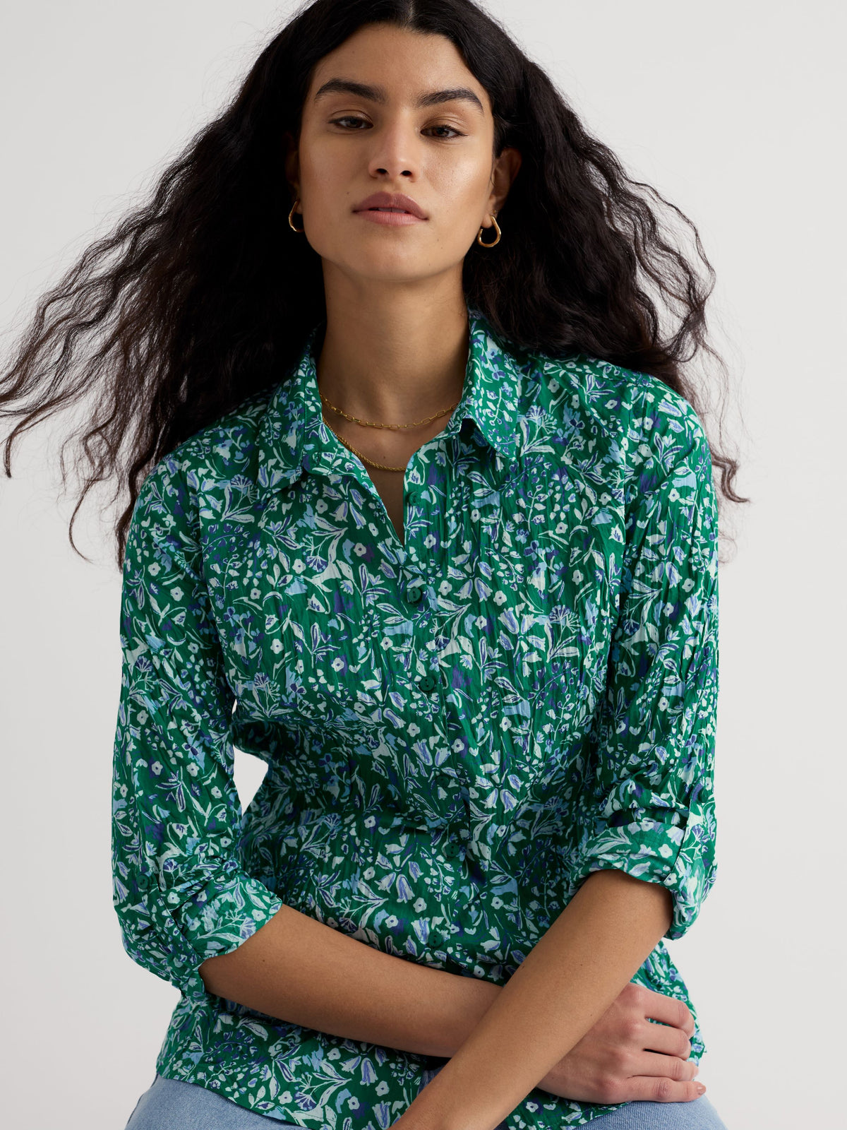 Seasalt Cornwall Larissa Shirt Woodland floral Dark stem
