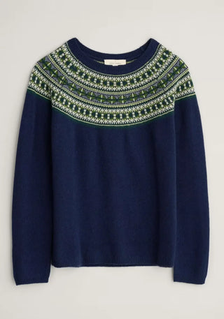 Eleganter Damenpullover mit Raglanärmeln und weichem, geripptem Kragen, Bündchen und Saum, inspiriert von skandinavischen Designs.