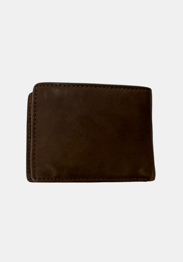 Rückseite der geschlossenen Geldbörse Thorin in Chocolate Brown aus glattem Rindleder ohne Logo