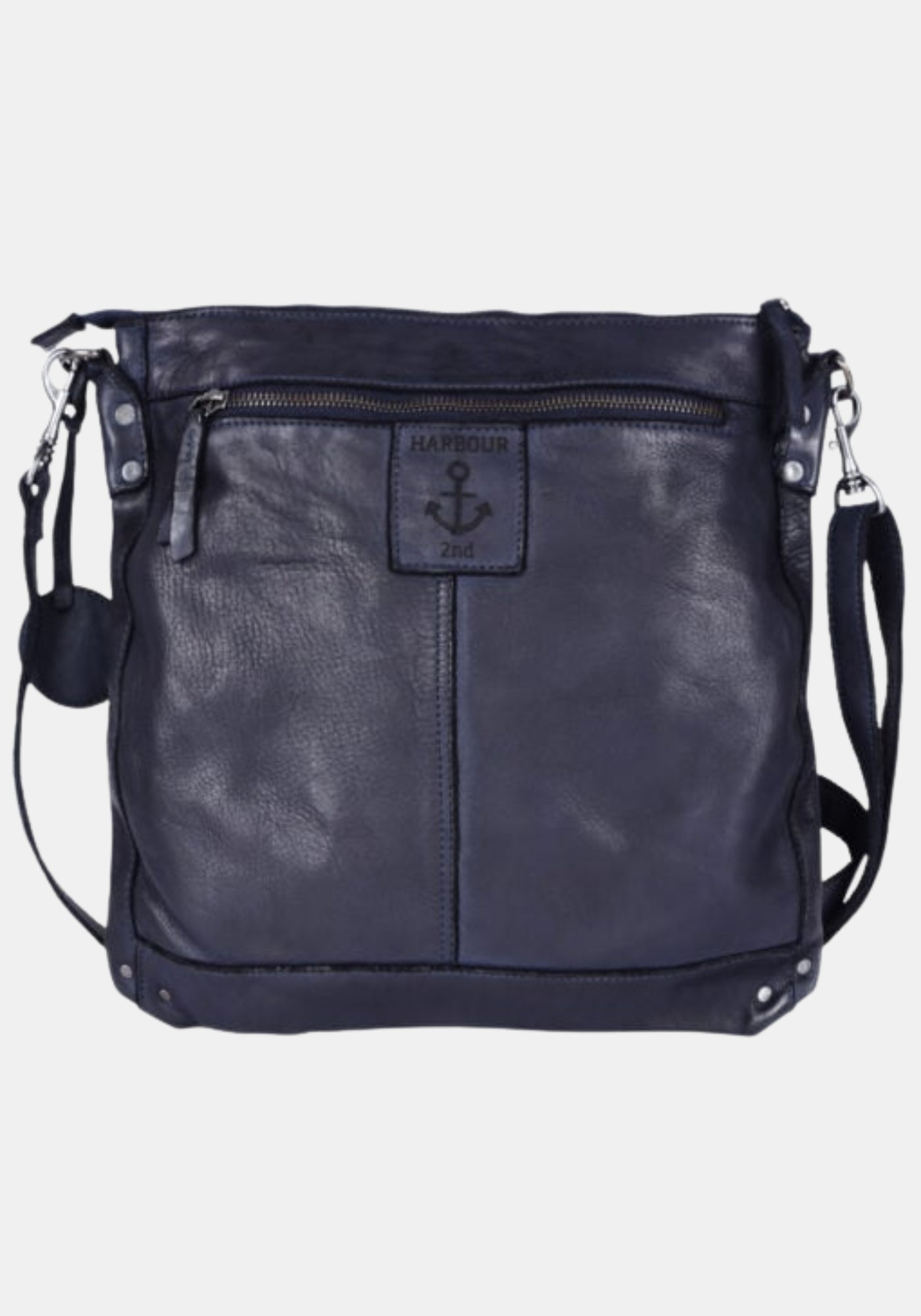 Stillleben Schultertasche Vera Harbour 2nd aus gewaschenem Rindleder – midnight navy | Anchor Love Kollektion | Vorderansicht