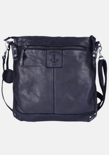 Stillleben Schultertasche Vera Harbour 2nd aus gewaschenem Rindleder – midnight navy | Anchor Love Kollektion | Vorderansicht