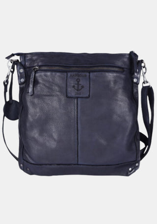 Stillleben Schultertasche Vera Harbour 2nd aus gewaschenem Rindleder – midnight navy | Anchor Love Kollektion | Vorderansicht