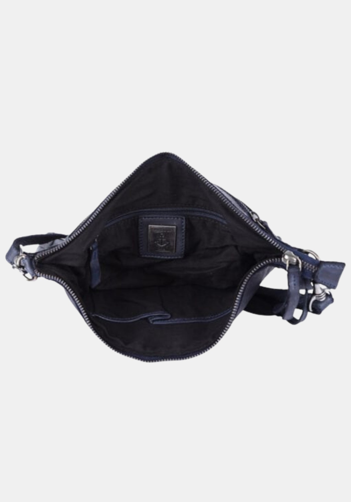 Innenansicht Schultertasche Vera Harbour 2nd – midnight navy mit Textilfutter, Reißverschlussfach und zwei Steckfächern | Innenaufnahme