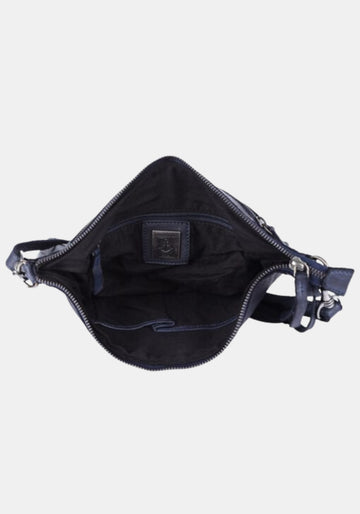 Innenansicht Schultertasche Vera Harbour 2nd – midnight navy mit Textilfutter, Reißverschlussfach und zwei Steckfächern | Innenaufnahme
