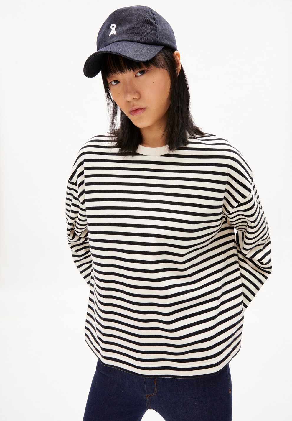 Sweatshirt - Frankaa Stripe | Oversized fit | Undyed Black 